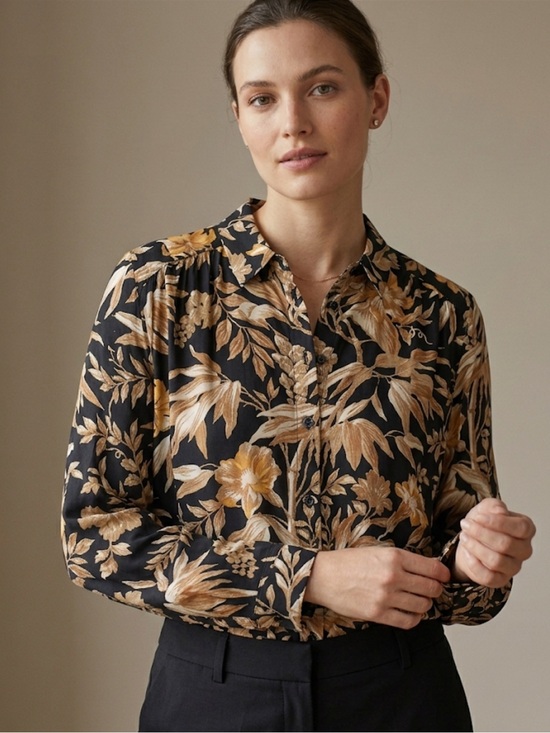 H&M Tops - H&M Black Floral Button-Up Blouse – Size 4 | Cottagecore | Chic
